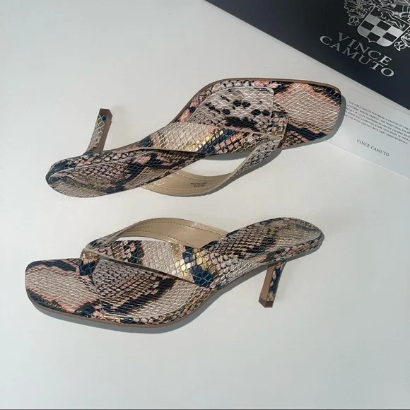 Vince Camuto Snake Skin Pattern Saresta Thong Sandal New In Box - Picture 10 of 14